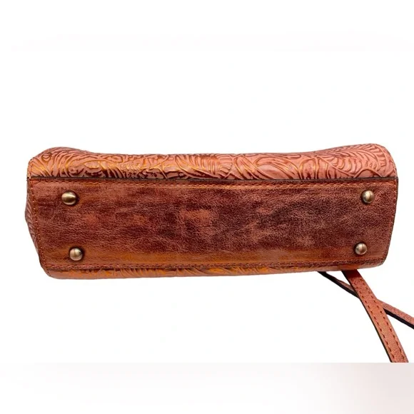 Patricia Nash Tooled Leather Bag Kiss Lock Kelmscott Coral Metallic Cross Body - Picture 5 of 11